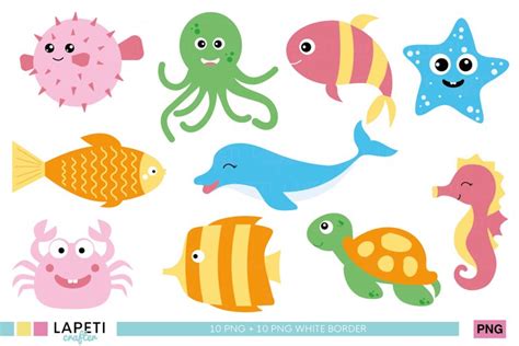 Under Sea Animal and Ocean Clipart Digital Download