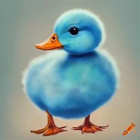 Cute drawing of a baby blue duck on Craiyon