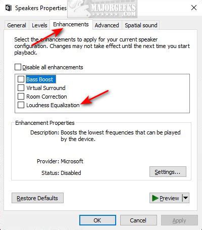 How to Enable or Disable Loudness Equalization in Windows 7-10 - MajorGeeks