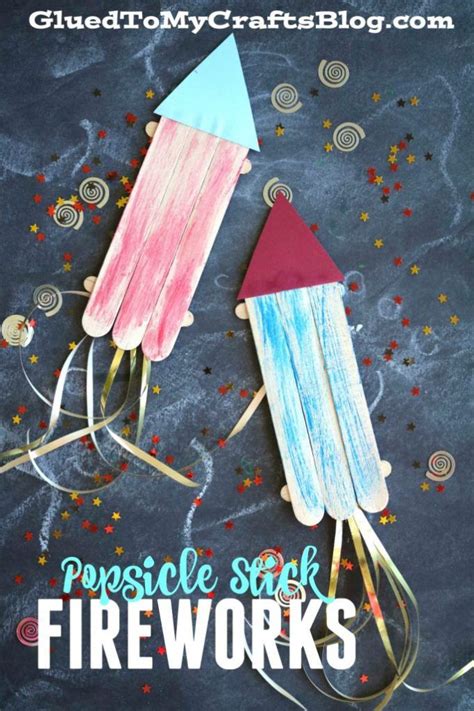 Popsicle Stick Fireworks - Kid Craft Idea For 4th of July | Fireworks ...