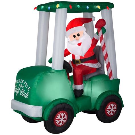 Gemmy Christmas Airblown Inflatable Santa with Golf Cart Scene, 6 ft ...