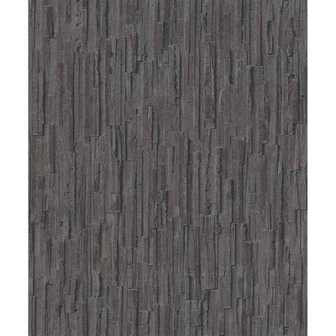 Erismann Slate Pattern Wallpaper Realistic Stone Faux Effect Embossed Stripe 6940-15 - Charcoal ...