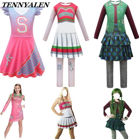 2020 new movie Zombies 2 cosplay Addison cosplay costume Halloween costume kids girl cheerleader ...