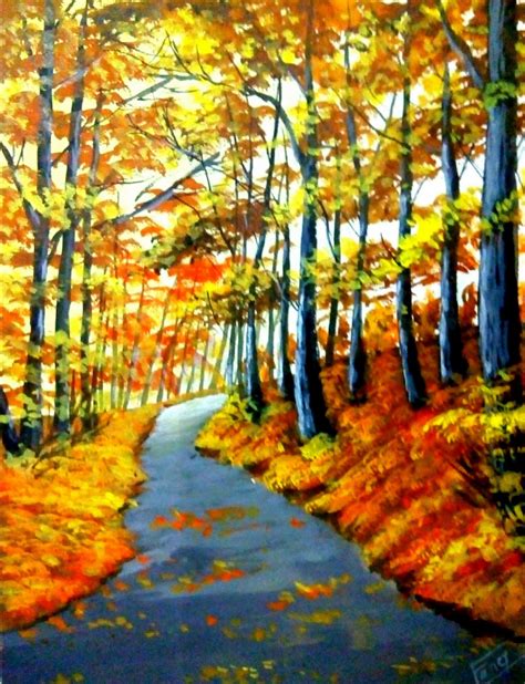 Acrylic Painting Tutorial Step By Step / Easy Forest Painting / Autumn ...