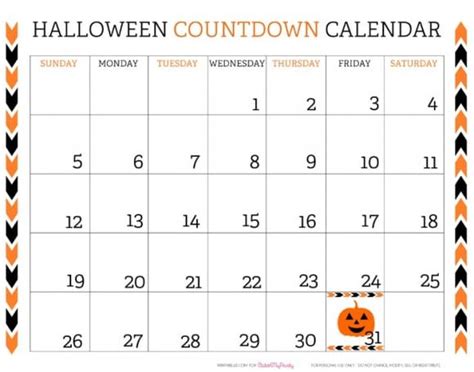 Free Printable Halloween Countdown Calendar | Catch My Party