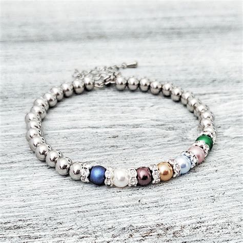 Swarovski Pearl Birthstone Bracelet Custom up 20 Pearls | Etsy