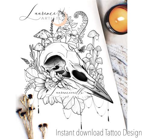 Instant Download Tattoo Design Raven Skull Sunflower - Etsy Canada