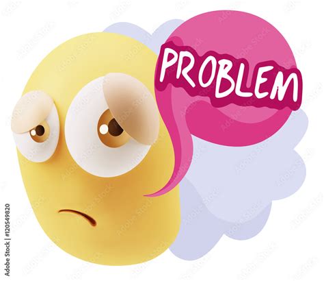 3d Rendering Sad Character Emoticon Expression saying Problem wi Stock ...