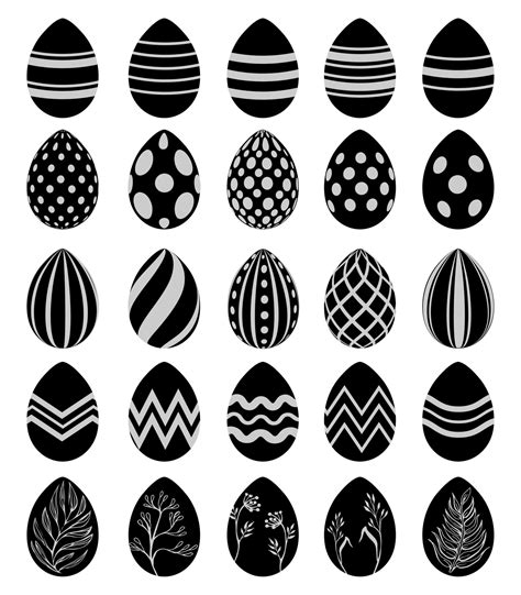 Set of 25 black Easter eggs isolated on white background - Vector 5277989 Vector Art at Vecteezy