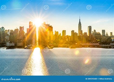 New York City Skyline at Sunrise Stock Photo - Image of skyline, travel ...