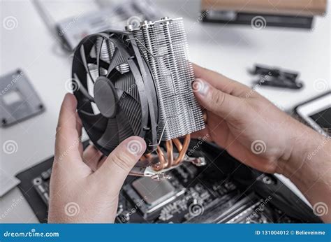 Installing or Repair the Air Cooling System of the PC Processor. Stock ...