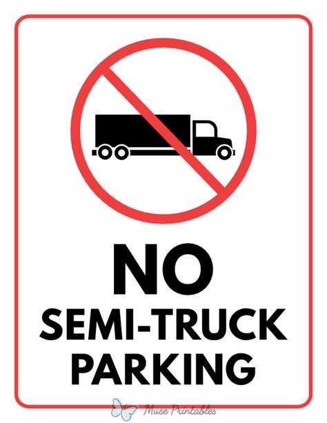 Printable No Semi Truck Parking Sign