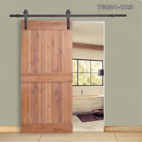 TMS 36 in. x 84 in. Vertical Slat 2-Panel Primed Natural Wood Sliding Barn Door with Sliding ...