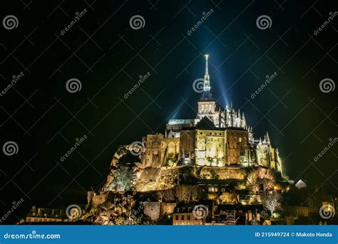 Light-up in Le Mont-Saint-Michel Night View Stock Photo - Image of streets, france: 215949724