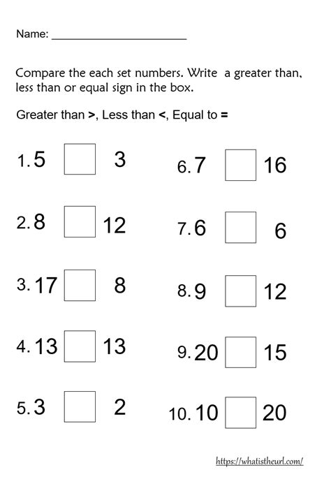 Greater Than Less Than Free Printable Worksheets