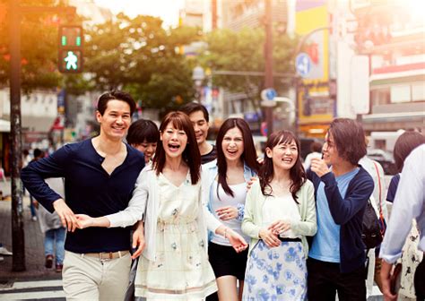 Group Of Happy Young Japanese People Fun Outdoors Tokyo Stock Photo ...