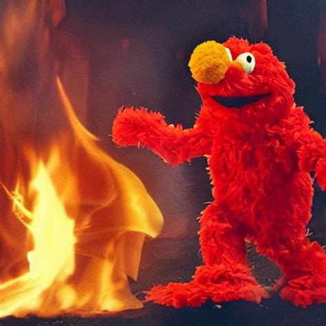 elmo burning in hell | OpenArt