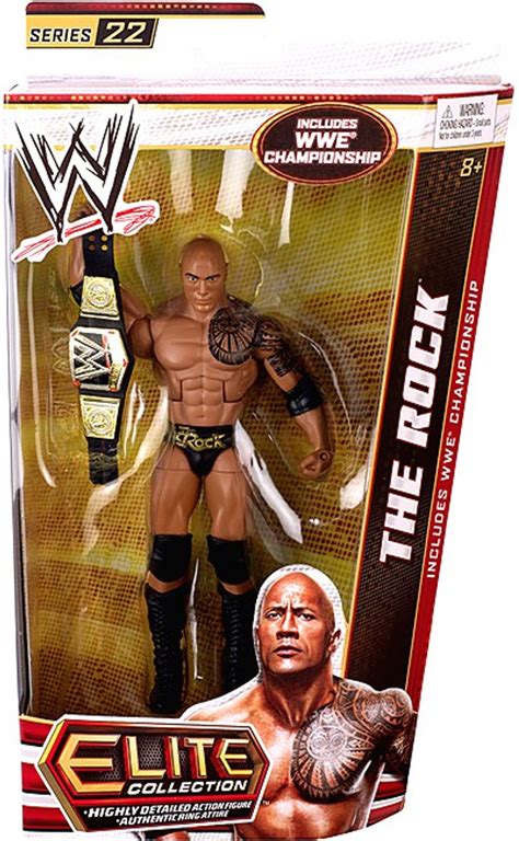 WWE Wrestling Elite Collection Series 22 The Rock Action Figure WWE Championship Belt Mattel ...