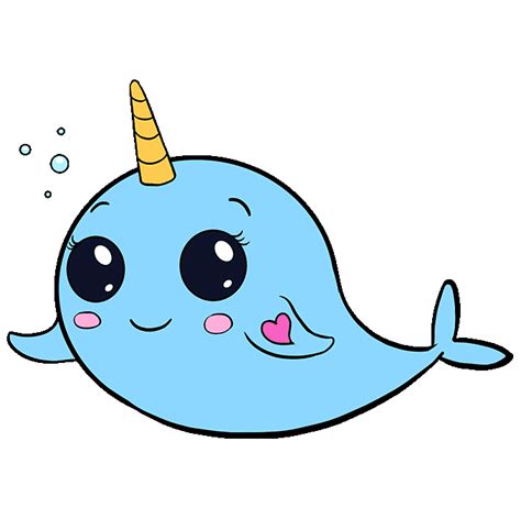 How to Draw a Cute Narwhal - Really Easy Drawing Tutorial | Narwhal drawing, Cute narwhal ...