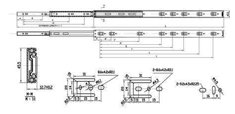 Standard Telescopic 45kg Drawer Slides / Runners