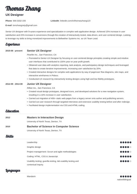 User Experience (UX) Designer Resume Sample for 2024