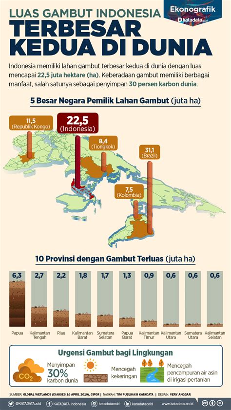 Luas Gambut Indonesia Terbesar Kedua di Dunia - Infografik Katadata.co.id