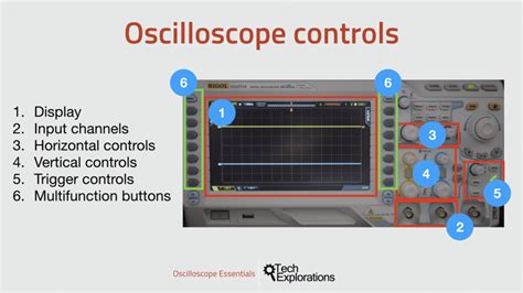 Oscilloscope basic controls, buttons and switches