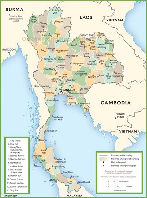 Thailand political map - Ontheworldmap.com