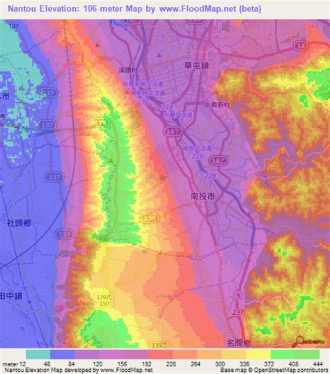 Elevation of Nantou,Taiwan Elevation Map, Topography, Contour