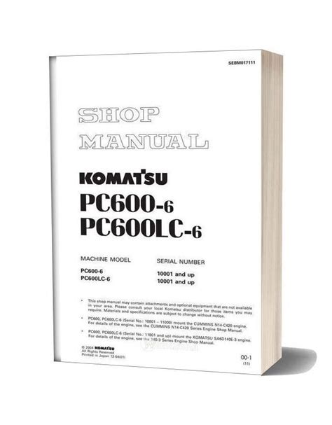 Komatsu Hydraulic Excavator Pc600 6 Shop Manual