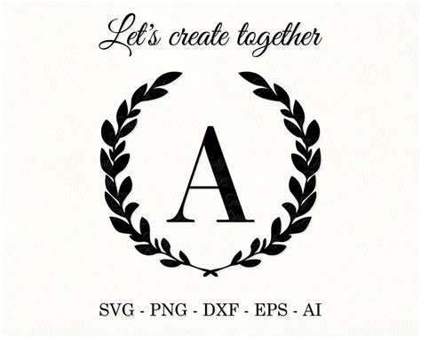 Laurel Wreath Monogram Svg File Laurel Svg Letters Monogram Alphabet Monogram Fonts Svg Wedding ...