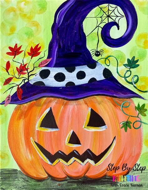 "Jack O' Lantern With Witch Hat" Painting Tutorial Download