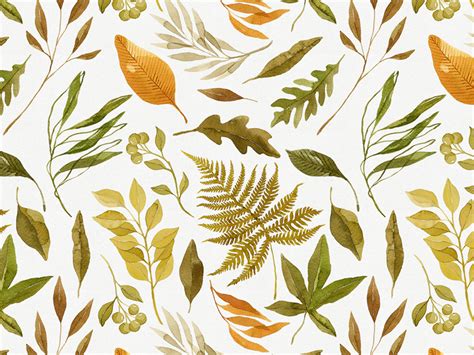 Watercolor Autumn Leaves Seamless Pattern by Helga Wigandt on Dribbble