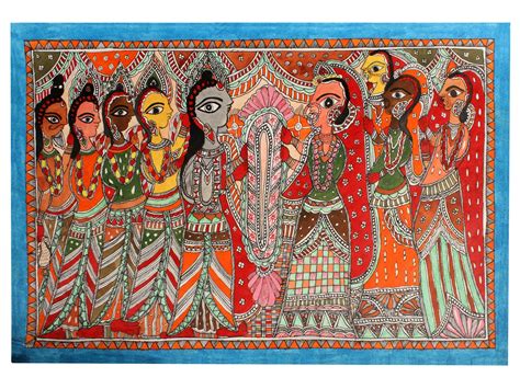 Shri Rama - Sita Vivah | Madhubani Painting | Exotic India Art