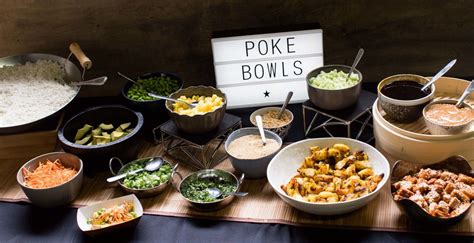 Need a lighter option for your party? Build Your Own Poke Station! #poke #shrimp #tuna #seafood ...