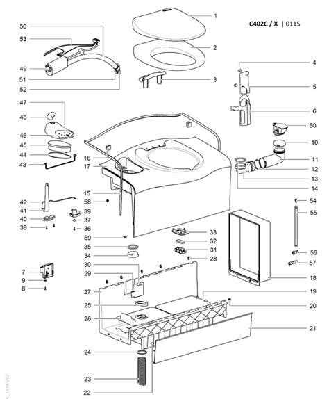 Diagram, Thetford C402 C/X Cassette Toilet | CaravansPlus