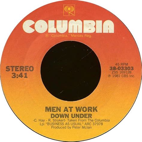 Men At Work – Down Under (1982, Terre Haute Pressing, Vinyl) - Discogs