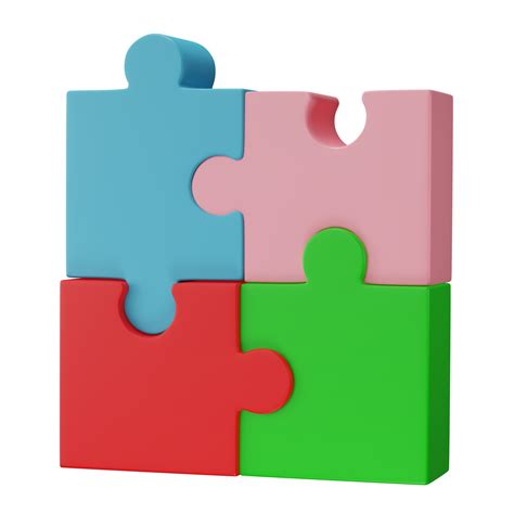 3D jigsaw puzzle pieces isolated on transparent background. Problem ...