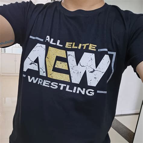 Brand All Elite Aew Wrestling Aew Logo Men T-shirt Summer Fashion Cotton Tshirt Male Teeshirt ...