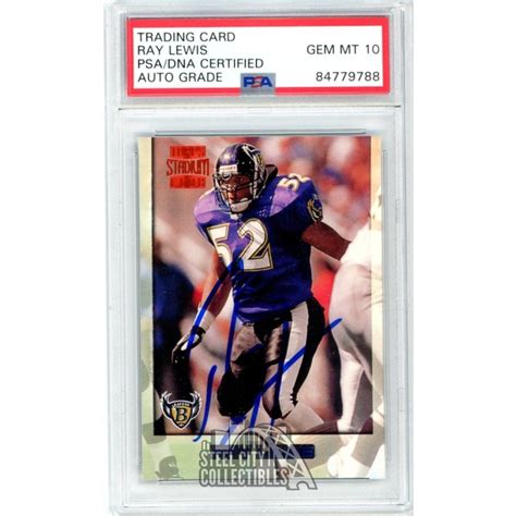 Ray Lewis 1996 Topps Stadium Club Autograph Rookie Card #351 PSA/DNA 10 | Steel City Collectibles