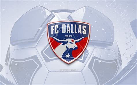 Download FC Dallas glossy logo, 4K, blue football background, MLS ...