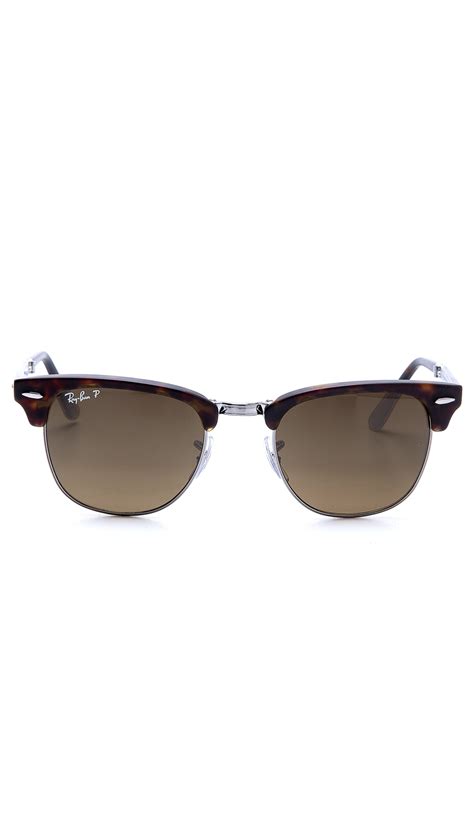 Ray-Ban Clubmaster Folding Polarized Sunglasses in Brown for Men - Lyst