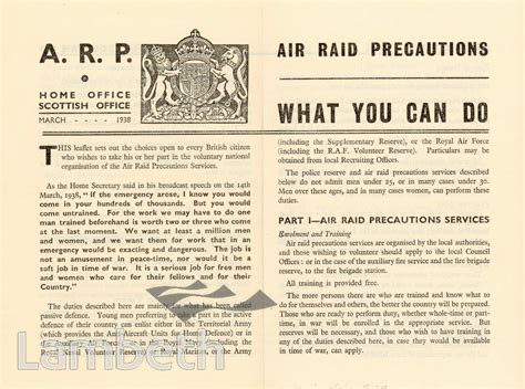 CIVIL DEFENCE LEAFLET, AIR RAID PRECAUTIONS: WORLD WAR II - LandmarkLandmark