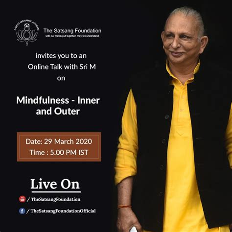 An Online Talk by Sri M on 29 March 2020 - The Satsang Foundation