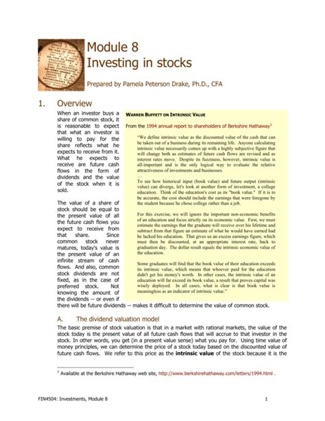 Common Stock Valuation - it