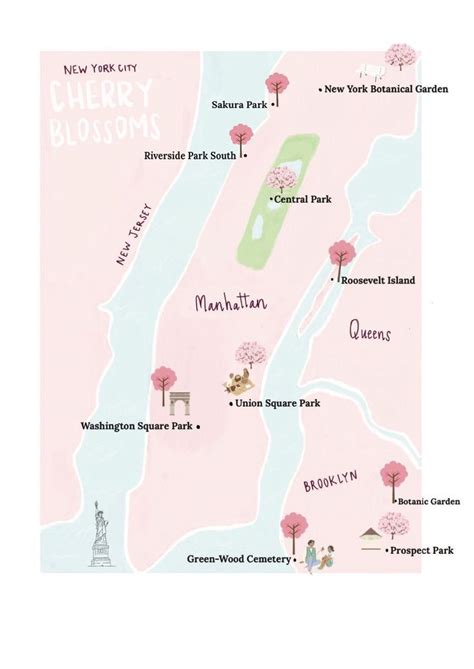 CHERRY BLOSSOM MAP New York City | New york city guide, Spring in new york, New york city