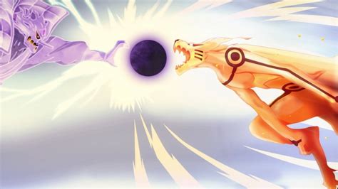 Download Sasuke Susanoo Vs Naruto Kurama Wallpaper | Wallpapers.com