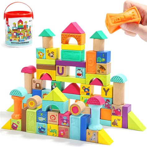 Buy TOP BRIGHT Wooden Building Blocks Toddlers 1-3,Baby Blocks 12-18 Months,Toy Blocks for 1 2 3 ...