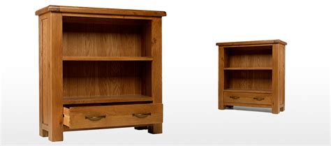 Barham Oak Low Bookcase with Drawer | Quercus Living