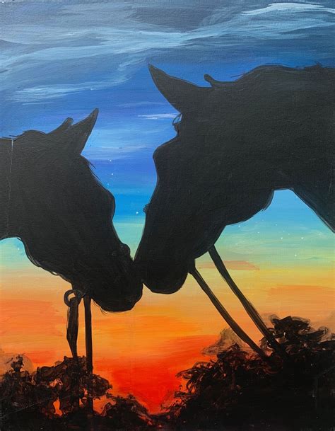 Sunset Horses in 2021 | Sunset painting, Horse painting, Horses